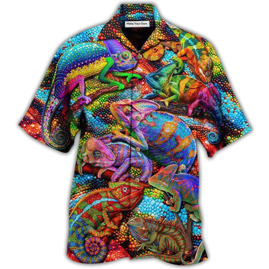 Hawaiian Shirt / Adults / S Chameleon Animals My Chameleon Really Looks Up To Me And I Love Style - Hawaiian Shirt - Reefox