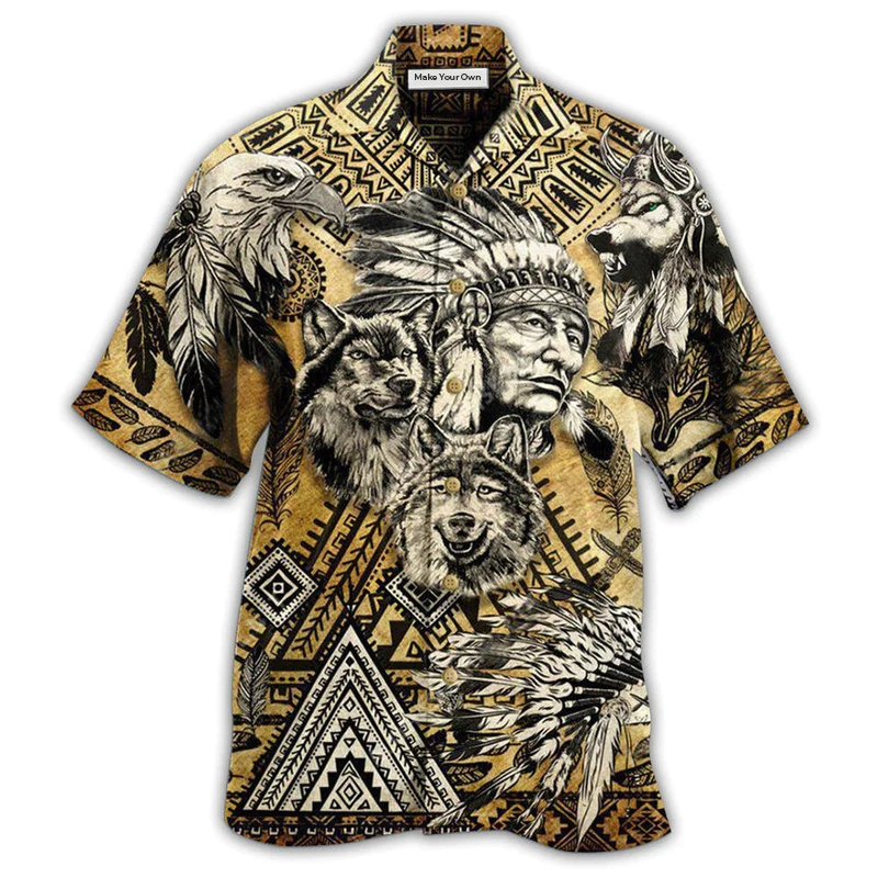Hawaiian Shirt / Adults / S Native Born To Be A Native American Vintage - Hawaiian Shirt - Reefox