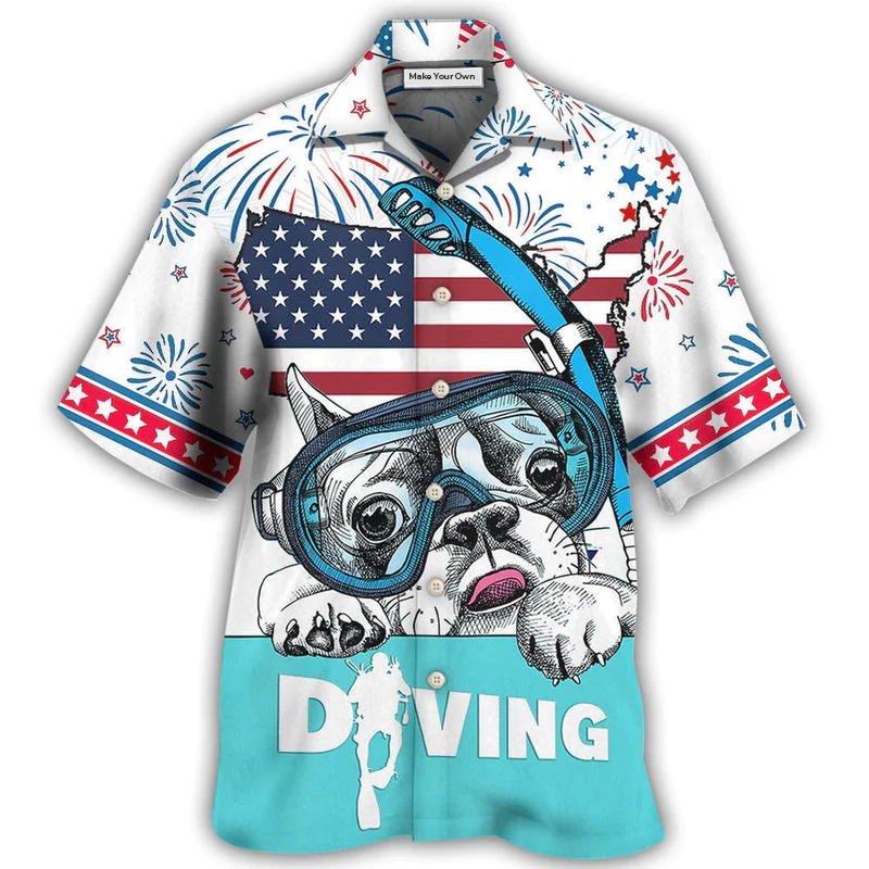 Hawaiian Shirt / Adults / S Diving Independence Day America - Hawaiian Shirt - Reefox