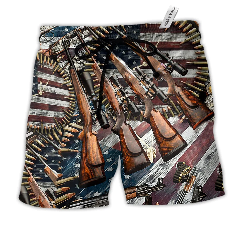 Beach Short / Adults / S Gun Make No Mistake About It, It's American Control Colorful - Beach Short Reefox - Owls Matrix LTD