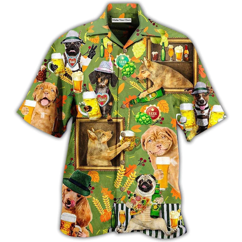 Hawaiian Shirt / Adults / S Beer Dogs Green Style - Hawaiian Shirt - Reefox