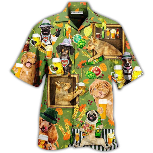Hawaiian Shirt / Adults / S Beer Dogs Green Style - Hawaiian Shirt - Reefox