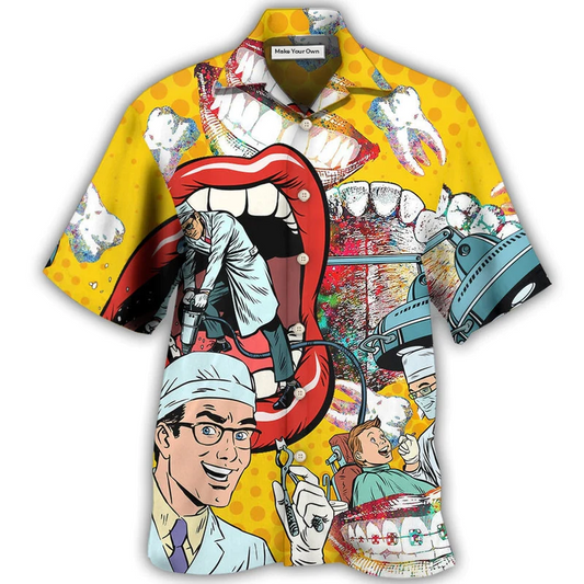 Hawaiian Shirt / Adults / S Dentist Funny Teeth - Hawaiian Shirt - Reefox
