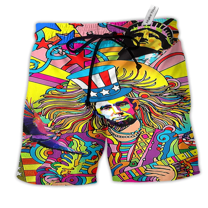 Beach Short / Adults / S Hippie America Fullcolor Peace - Beach Short Reefox - Owls Matrix LTD