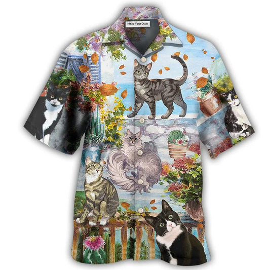 Hawaiian Shirt / Adults / S Cat Loves Home And Loves Summer - Hawaiian Shirt - Reefox