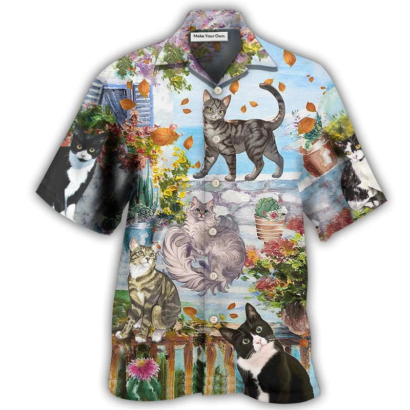 Hawaiian Shirt / Adults / S Cat Loves Home And Loves Summer - Hawaiian Shirt - Reefox