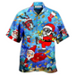 Hawaiian Shirt / Adults / S Christmas Santa Claus Dives In Blue - Hawaiian Shirt - Reefox