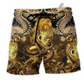 Beach Short / Adults / S Dragon Love Life Style Gold Pattern - Beach Short Reefox - Owls Matrix LTD