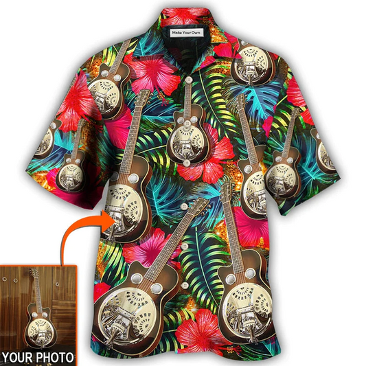 Steel Guitar / Adults / S Guitar Various Style Tropical Custom Photo - Hawaiian Shirt - Reefox