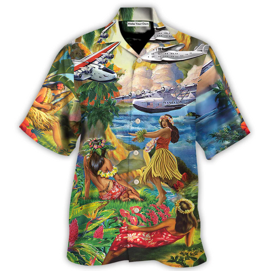 Airplane Love Hawaii Forever Happy Summer - Hawaiian Shirt