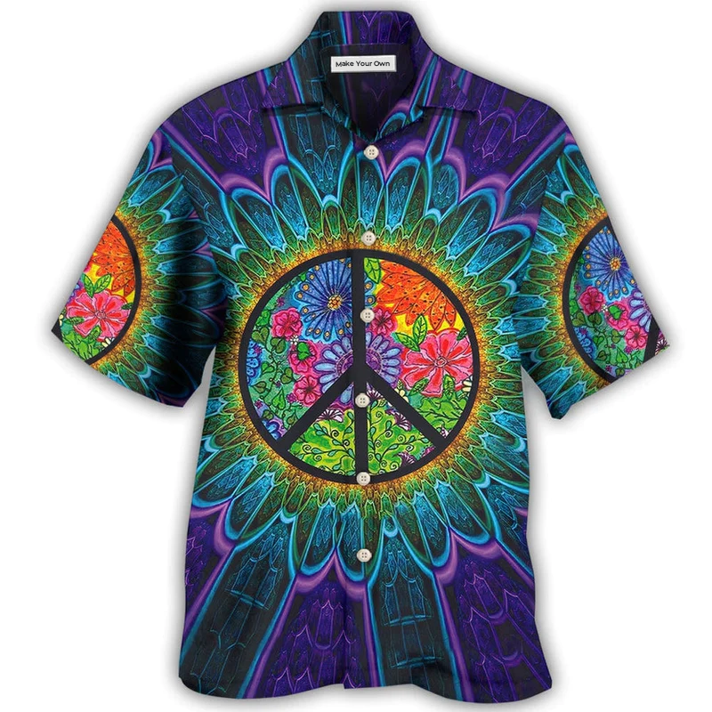 Hawaiian Shirt / Adults / S Hippie Sign Style Lover Hippie - Hawaiian Shirt - Reefox