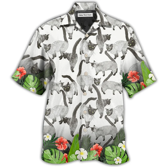 Hawaiian Shirt / Adults / S Cat Siamese Cat Lovely Tropical Style - Hawaiian Shirt - Reefox