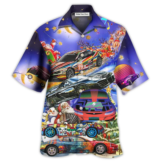 Hawaiian Shirt / Adults / S Car Funny For Christmas Merry Night - Hawaiian Shirt - Reefox