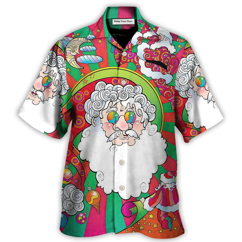 Hawaiian Shirt / Adults / S Christmas Santa Claus Psychedelic Colorful - Hawaiian Shirt - Reefox