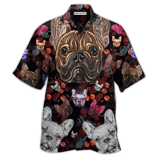 Hawaiian Shirt / Adults / S Bulldog Embroidery Cool - Hawaiian Shirt - Reefox