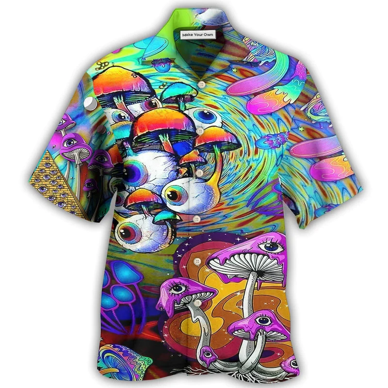 Hawaiian Shirt / Adults / S Hippie Mushroom Eyes Color Style - Hawaiian Shirt - Reefox