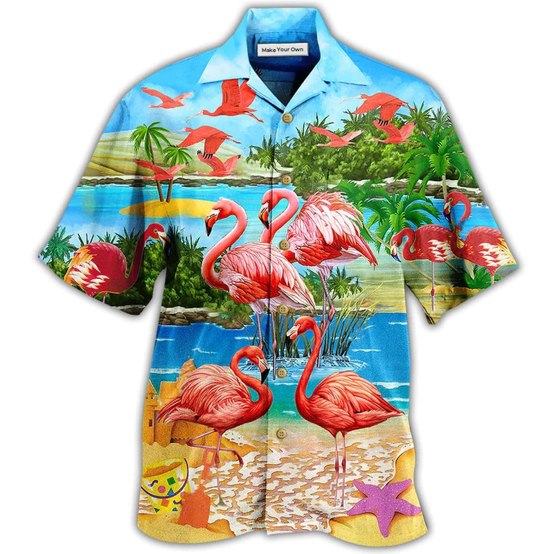 Hawaiian Shirt / Adults / S Flamingo Tropical Love Summer Style - Hawaiian Shirt - Reefox