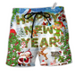 Beach Short / Adults / S Christmas Happy New Year Snow - Beach Short Reefox - Owls Matrix LTD