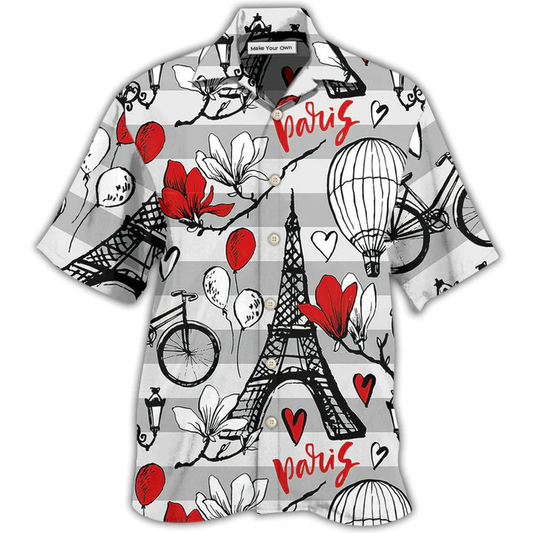 Hawaiian Shirt / Adults / S Paris Romantic Love Heart - Hawaiian Shirt - Reefox