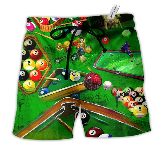 Beach Short / Adults / S Billiard Is My Life My Love Green - Beach Short Reefox - Owls Matrix LTD