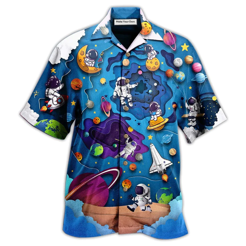 Hawaiian Shirt / Adults / S Spaceship Fly To Galaxy - Hawaiian Shirt - Reefox