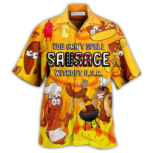 Hawaiian Shirt / Adults / S Food You Can't Spell Sausage Without USA Funny - Hawaiian Shirt - Reefox