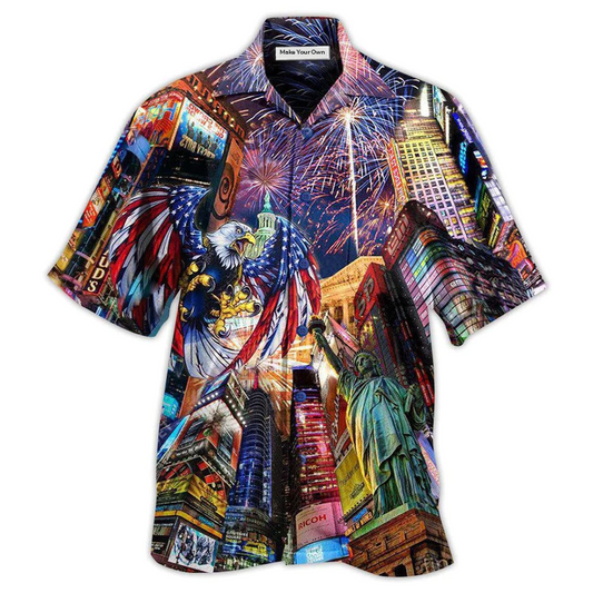 Hawaiian Shirt / Adults / S America New Years Day Firework Party - Hawaiian Shirt - Reefox