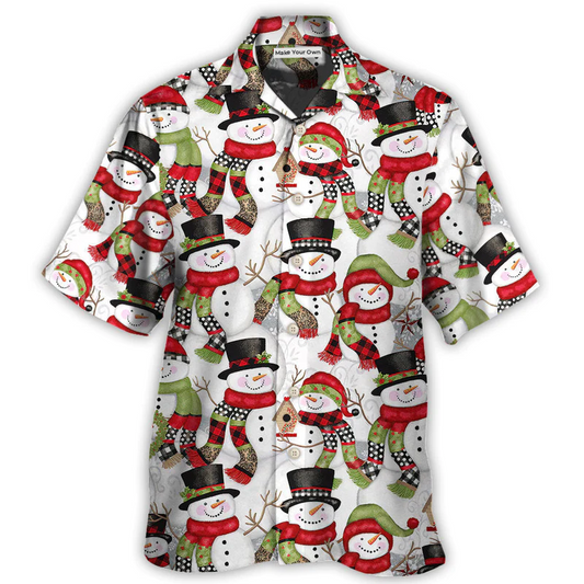 Hawaiian Shirt / Adults / S Christmas Snowman Family Happy Christmas - Hawaiian Shirt - Reefox