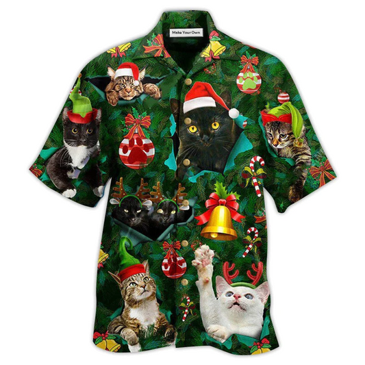 Hawaiian Shirt / Adults / S Cat Meowy Christmas - Hawaiian Shirt - Reefox