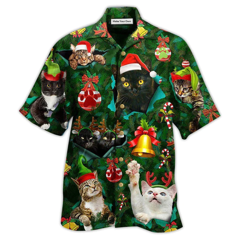 Hawaiian Shirt / Adults / S Cat Meowy Christmas - Hawaiian Shirt - Reefox