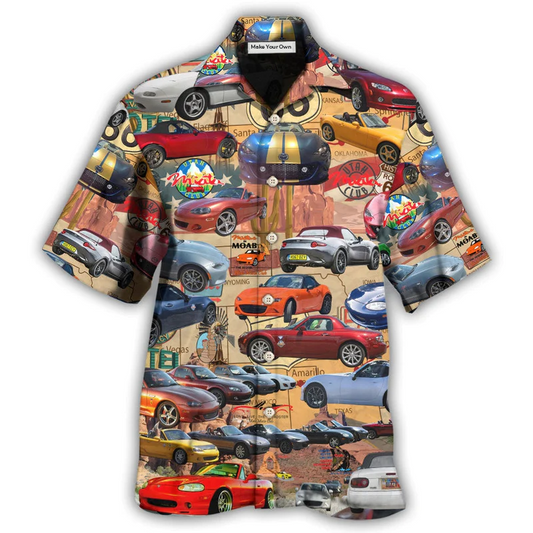 Hawaiian Shirt / Adults / S Car Lover Utah Miata Club Route 66 - Hawaiian Shirt - Reefox
