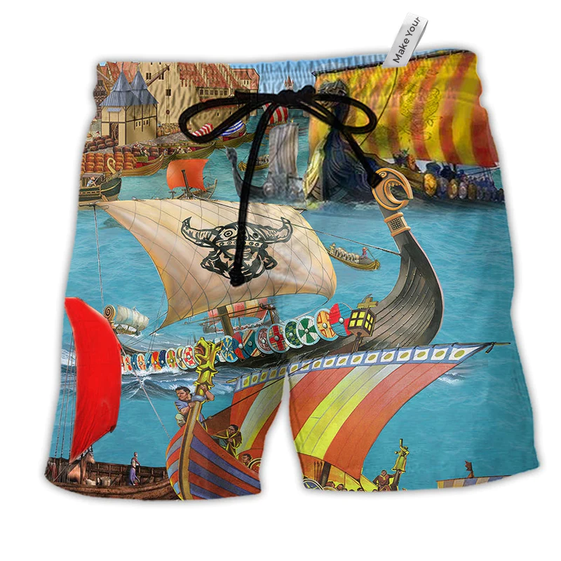 Beach Short / Adults / S Viking Sail Let War - Beach Short Reefox - Owls Matrix LTD