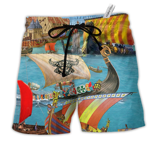 Beach Short / Adults / S Viking Sail Let War - Beach Short Reefox - Owls Matrix LTD