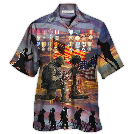 Hawaiian Shirt / Adults / S Veteran The High Price Of Freedom Is A Cost Paid By A Brave Few With Lot Of Metals - Hawaiian Shirt - Reefox