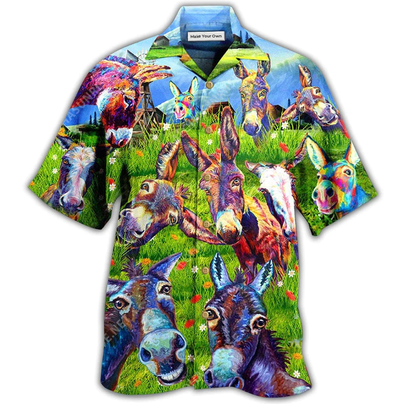 Hawaiian Shirt / Adults / S Donkey Be Smart Be Badass In Green Grass - Hawaiian Shirt - Reefox