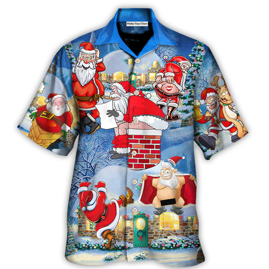 Hawaiian Shirt / Adults / S Christmas Rebellious Santa Claus Drunk Beer Troll Xmas Funny - Hawaiian Shirt - Reefox