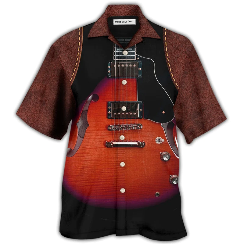 Hawaiian Shirt / Adults / S Guitar Red Vintage Leather - Hawaiian Shirt - Reefox