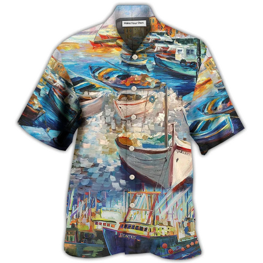 Hawaiian Shirt / Adults / S Boat Art Style - Hawaiian Shirt - Reefox