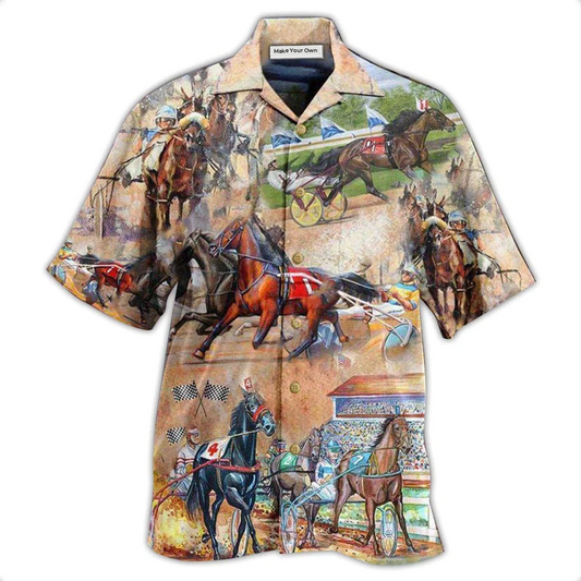 Hawaiian Shirt / Adults / S Horse Harness Racing On With Passion - Hawaiian Shirt - Reefox