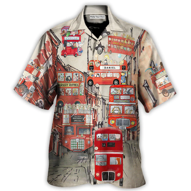 Hawaiian Shirt / Adults / S Bus Driver Big Red Party Bus - Hawaiian Shirt - Reefox