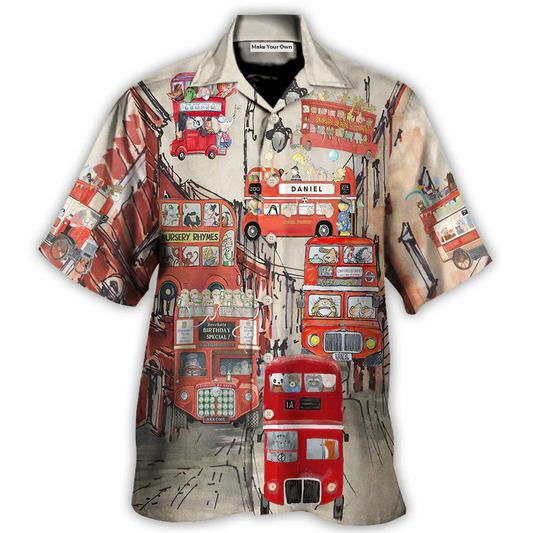 Hawaiian Shirt / Adults / S Bus Driver Big Red Party Bus - Hawaiian Shirt - Reefox