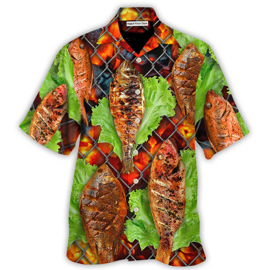 Food Delicious Grilled Fish BBQ Style - Hawaiian Shirt