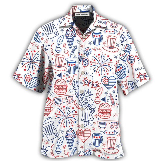Hawaiian Shirt / Adults / S America Independence Day Fourth Of July Cool Art - Hawaiian Shirt - Reefox