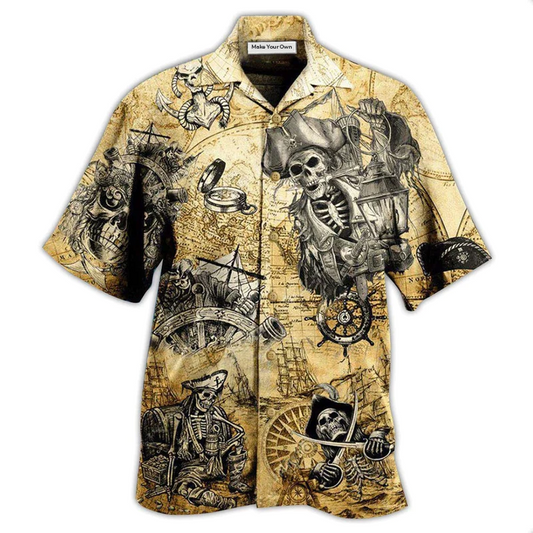 Hawaiian Shirt / Adults / S Pirate Skull Save A Ship Ride A Pirate - Hawaiian Shirt - Reefox