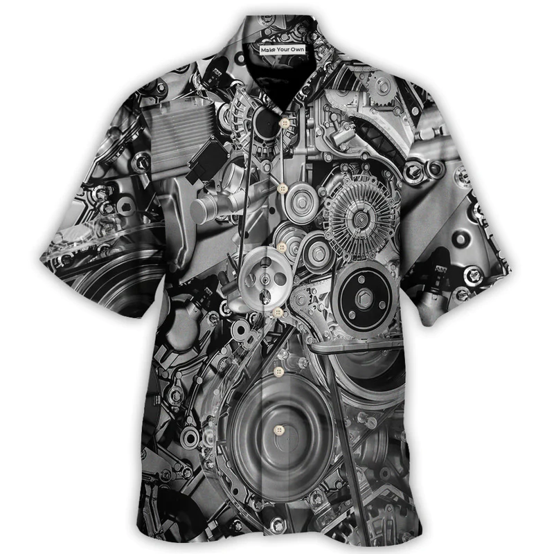 Hawaiian Shirt / Adults / S Diesel Engine Pulleys And Belts On Car Engines - Hawaiian Shirt - Reefox