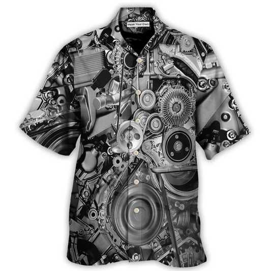 Hawaiian Shirt / Adults / S Diesel Engine Pulleys And Belts On Car Engines - Hawaiian Shirt - Reefox