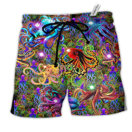 Beach Short / Adults / S Octopus Life Is Better With An Octopus Full Color So Much - Beach Short Reefox - Owls Matrix LTD