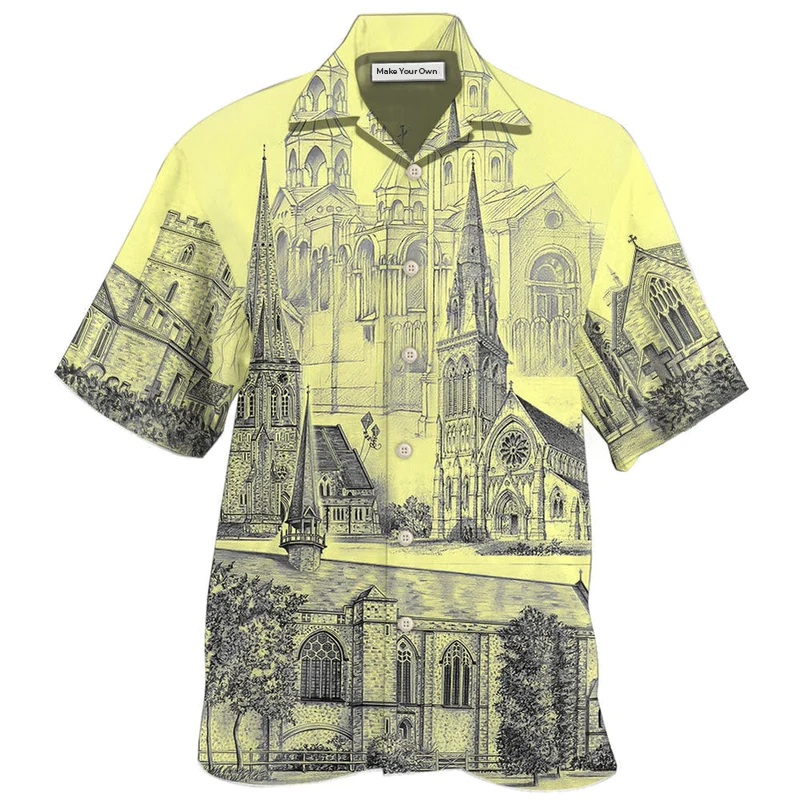 Hawaiian Shirt / Adults / S Church With Grey Vintage Style - Hawaiian Shirt - Reefox