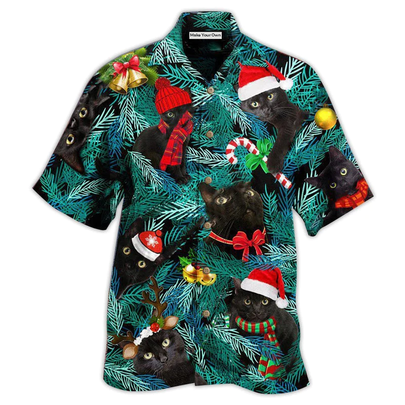 Hawaiian Shirt / Adults / S Black Cat Is It Jolly Enough Black Cat - Hawaiian Shirt - Reefox