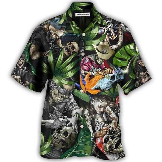 Tattoo Skull Style With Girl - Hawaiian Shirt - Reefox